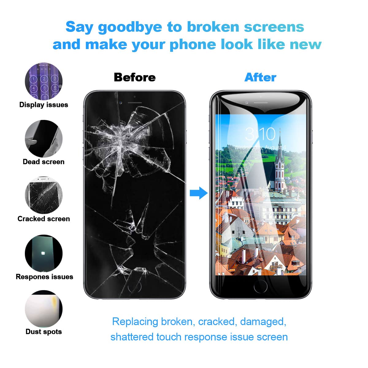 Efaithfix For Iphone 7 Lcd Screen Replacement White 4.7 Inch Frame Assembly Display 3D Touch Screen Digitizer With Repair Tools